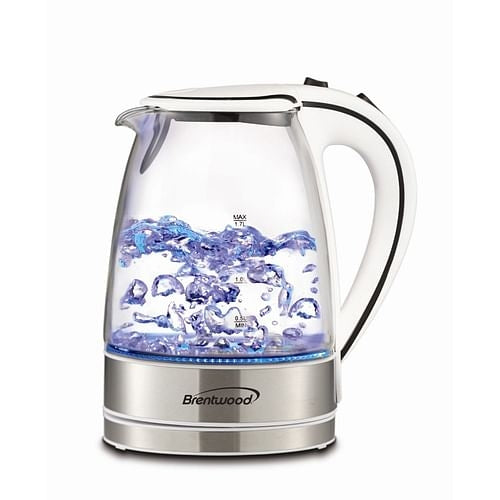 Brentwood | 1.7L Illuminated Tempered Glass Electric Kettle (White)
