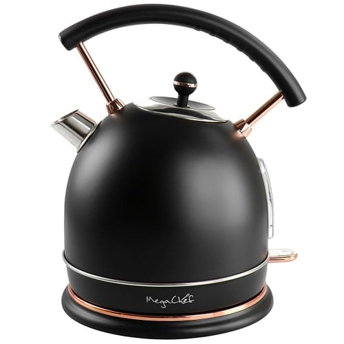 MegaChef | Aura Stealth 1.8L (1.9 Qt) Matte Black Stainless Steel Electric Kettle